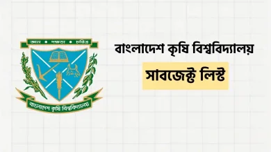 বাংলাদেশ কৃষি বিশ্ববিদ্যালয় সাবজেক্ট লিস্ট