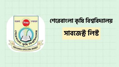 শেরে বাংলা কৃষি বিশ্ববিদ্যালয় সাবজেক্ট লিস্ট