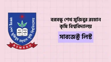 বঙ্গবন্ধু শেখ মুজিবুর রহমান কৃষি বিশ্ববিদ্যালয় সাবজেক্ট লিস্ট