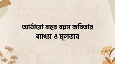 আঠারো বছর বয়স কবিতার ব্যাখ্যা ও মূলভাব